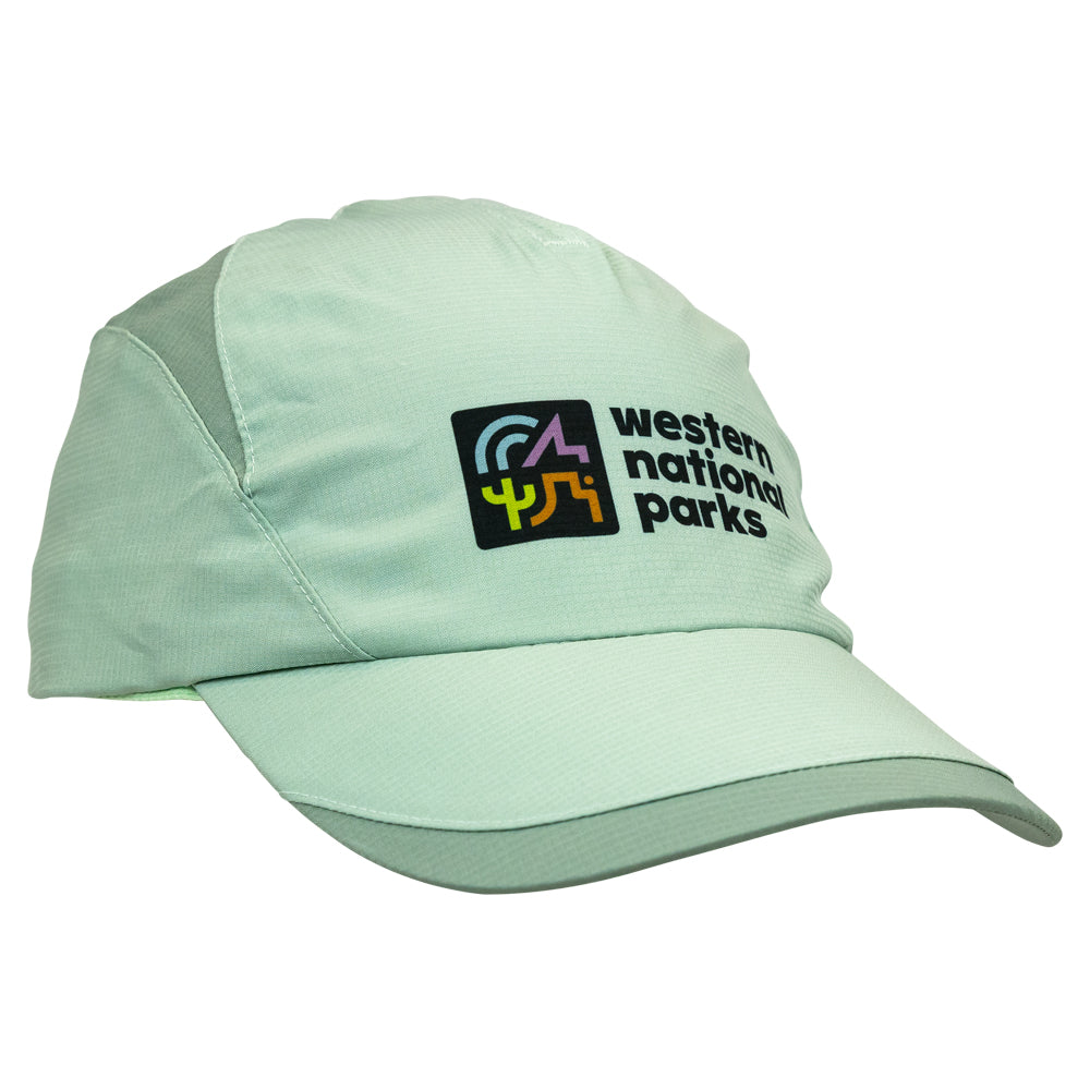 Sage green cap with 'Western National Parks' logo on a white background