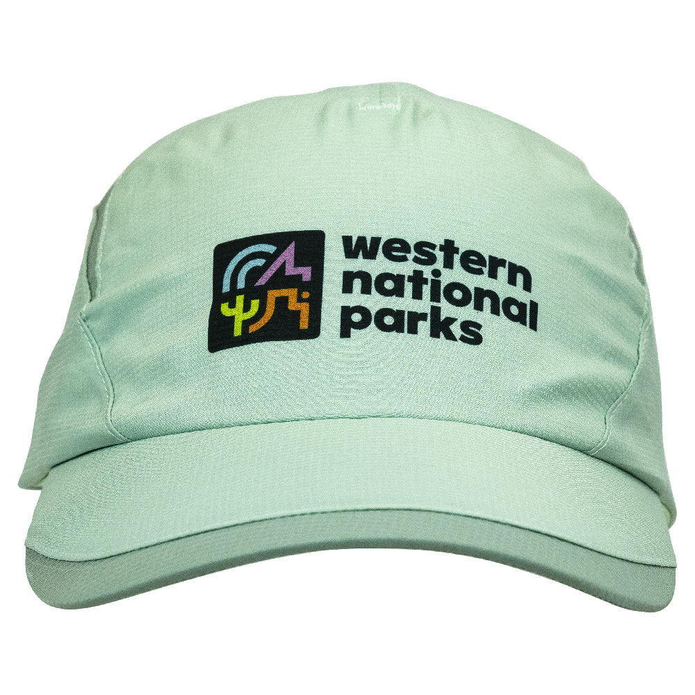Sage green cap with 'Western National Parks' text and logo on a white background