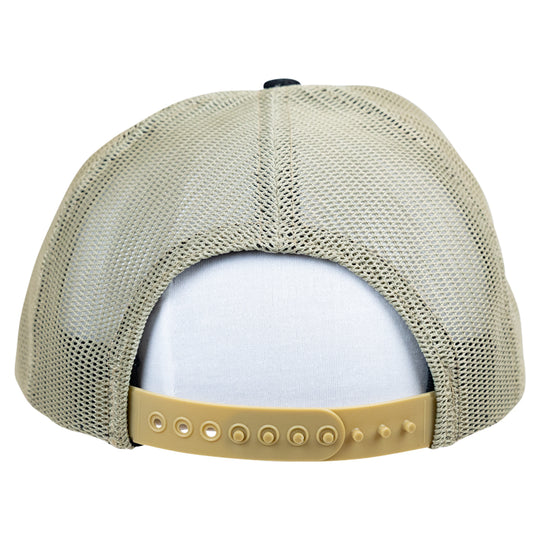 Beige mesh-back cap back view on a white background