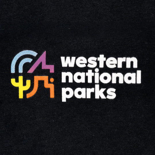 T-Shirt front Western National Parks logo detail.