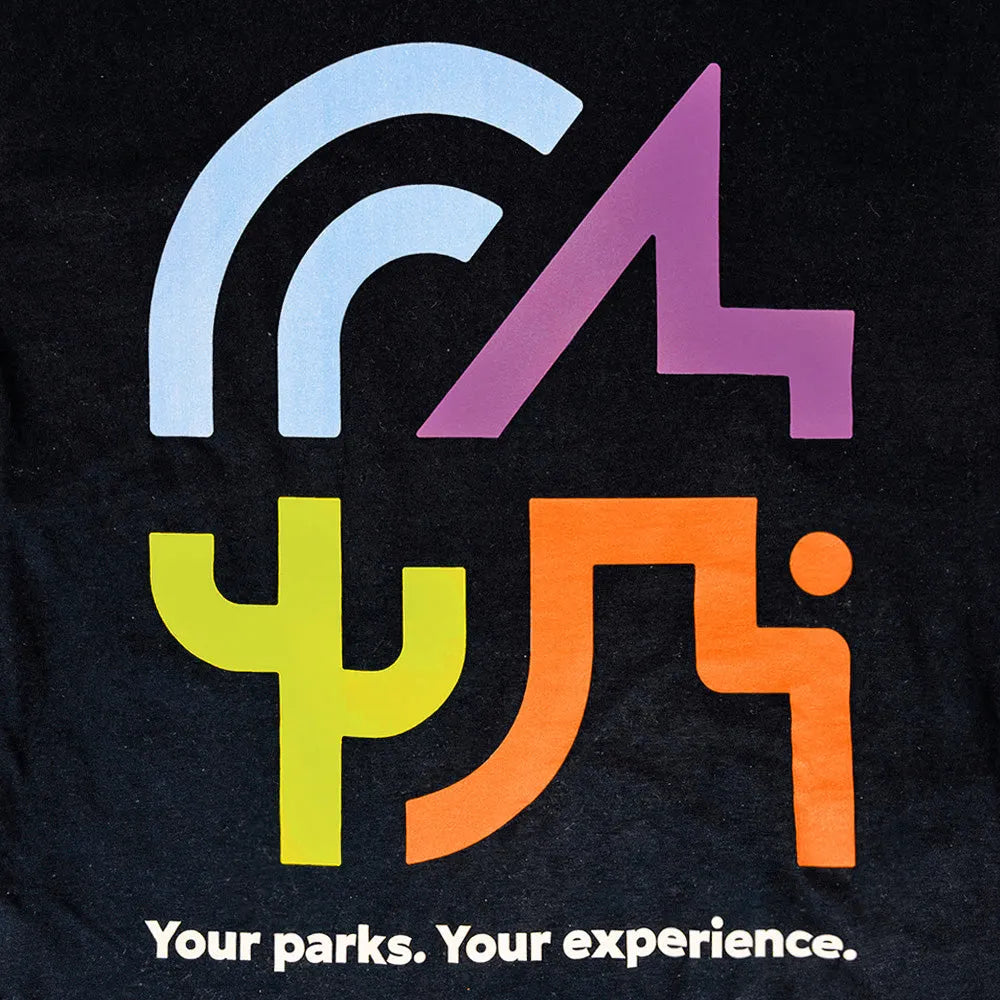 Shirt back Western National Parks logo with tagline'Your parks. Your experience.' 