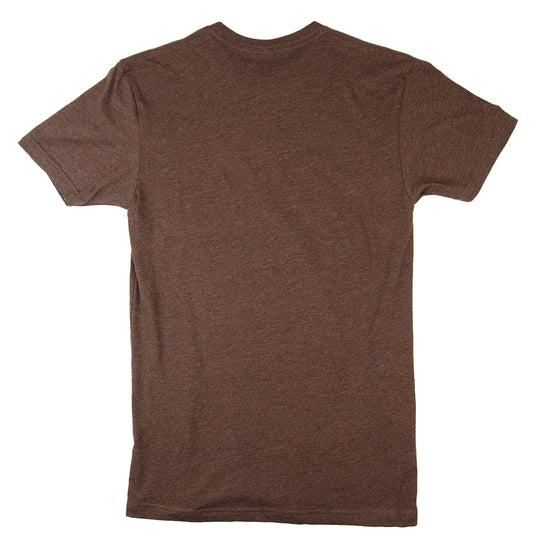 Brown t-shirt back view on a white background