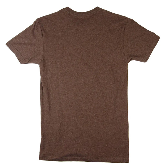 Brown t-shirt back view on a white background