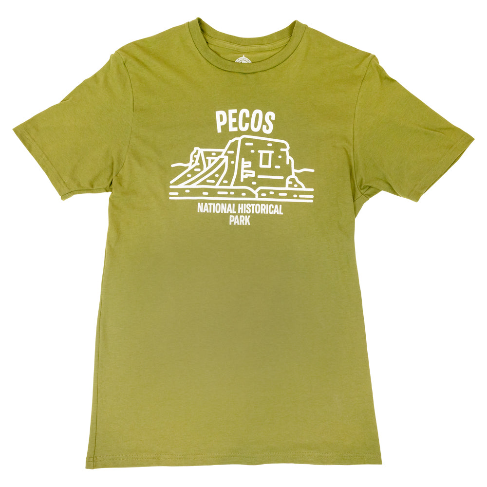 Green Pecos National Historical Park T-Shirt - Fell Logo on a white background
