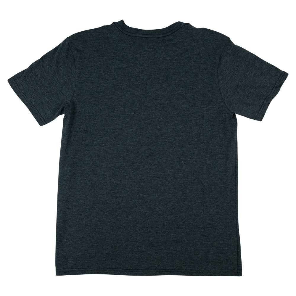Plain dark gray t-shirt on a white background
