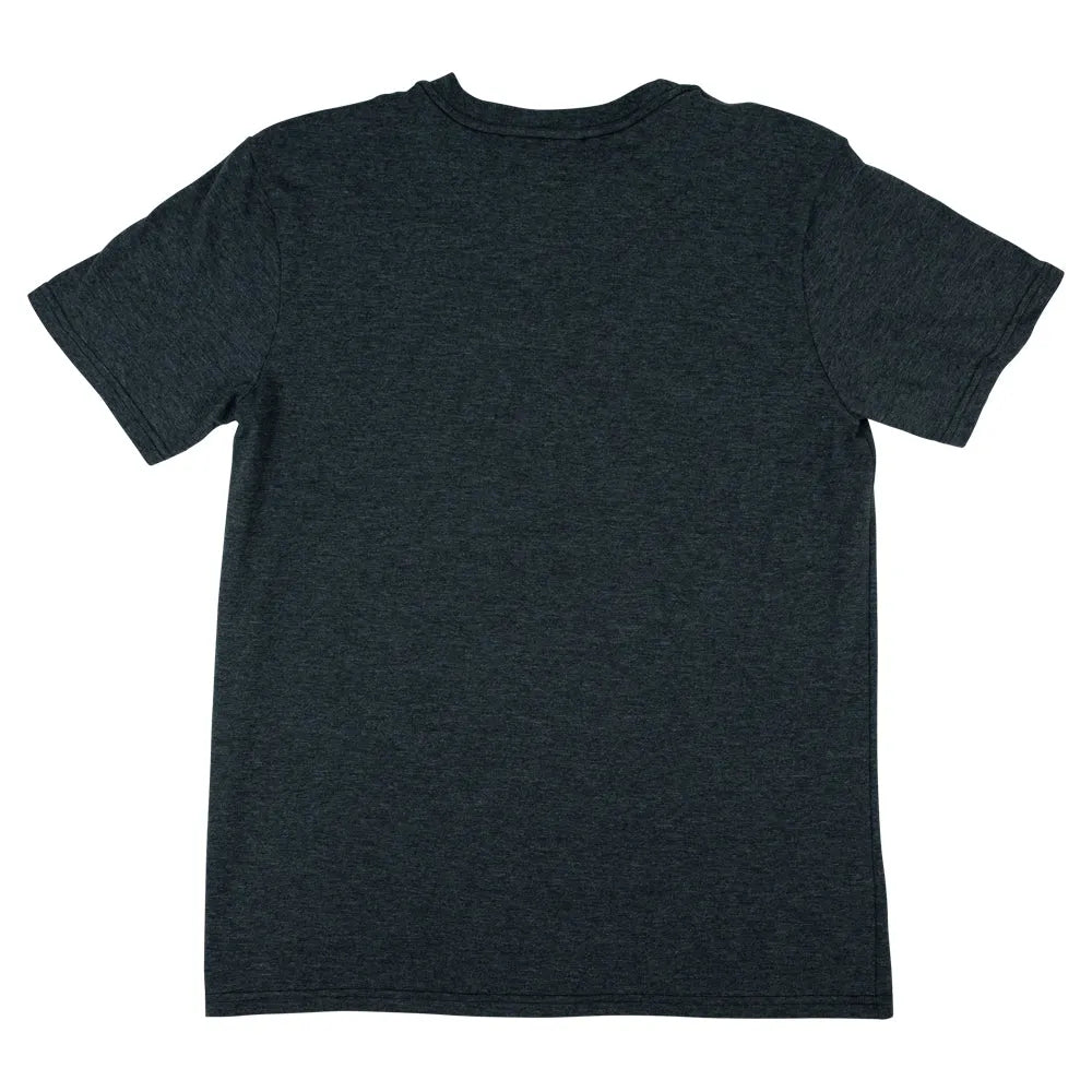 Plain dark gray t-shirt on a white background