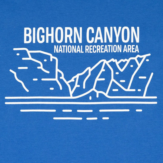 Bighorn Canyon National Recreation Area logo on a blue background