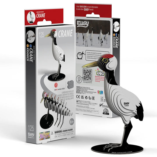 Eugy Crane 3D pussle toy figure with packaging on a white background