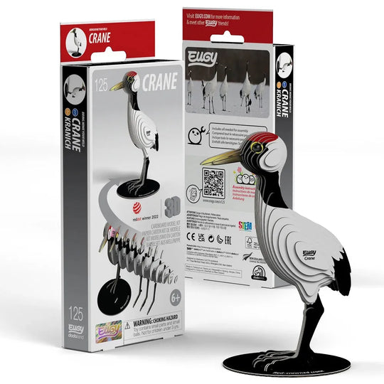 Eugy Crane 3D pussle toy figure with packaging on a white background