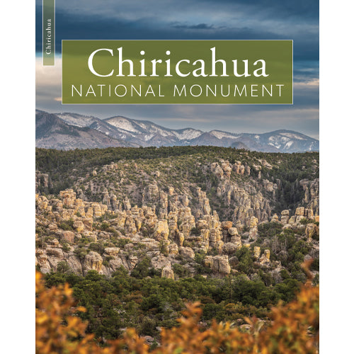Book cover with scenic view of Chiricahua National Monument with mountains and rocky landscape