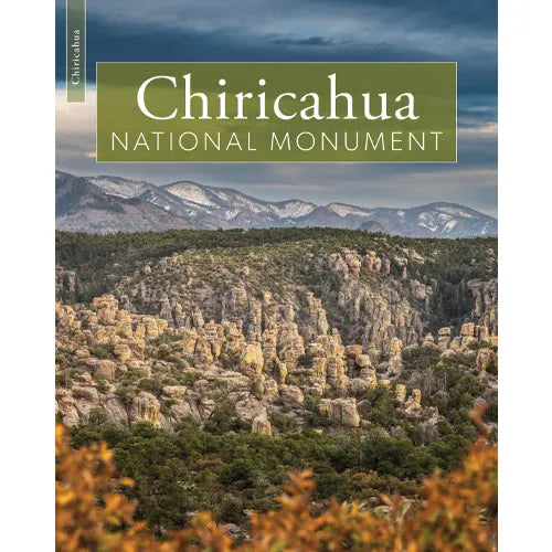 Book cover with scenic view of Chiricahua National Monument with mountains and rocky landscape