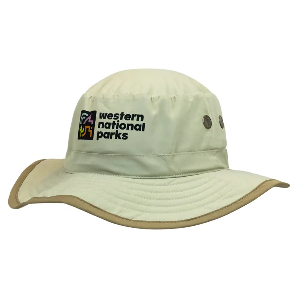 Beige hat with 'Western National Parks' logo on a white background