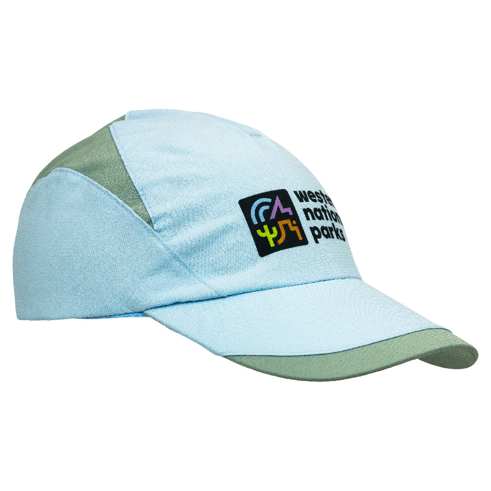 Ice blue cap with sage green accent colors with 'Western National Parks' text and logo on a white background