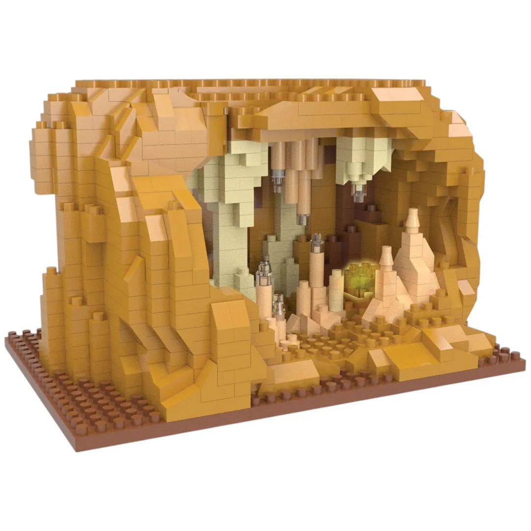 Mini building blocks with LED lights, designed to create a cavern scene.