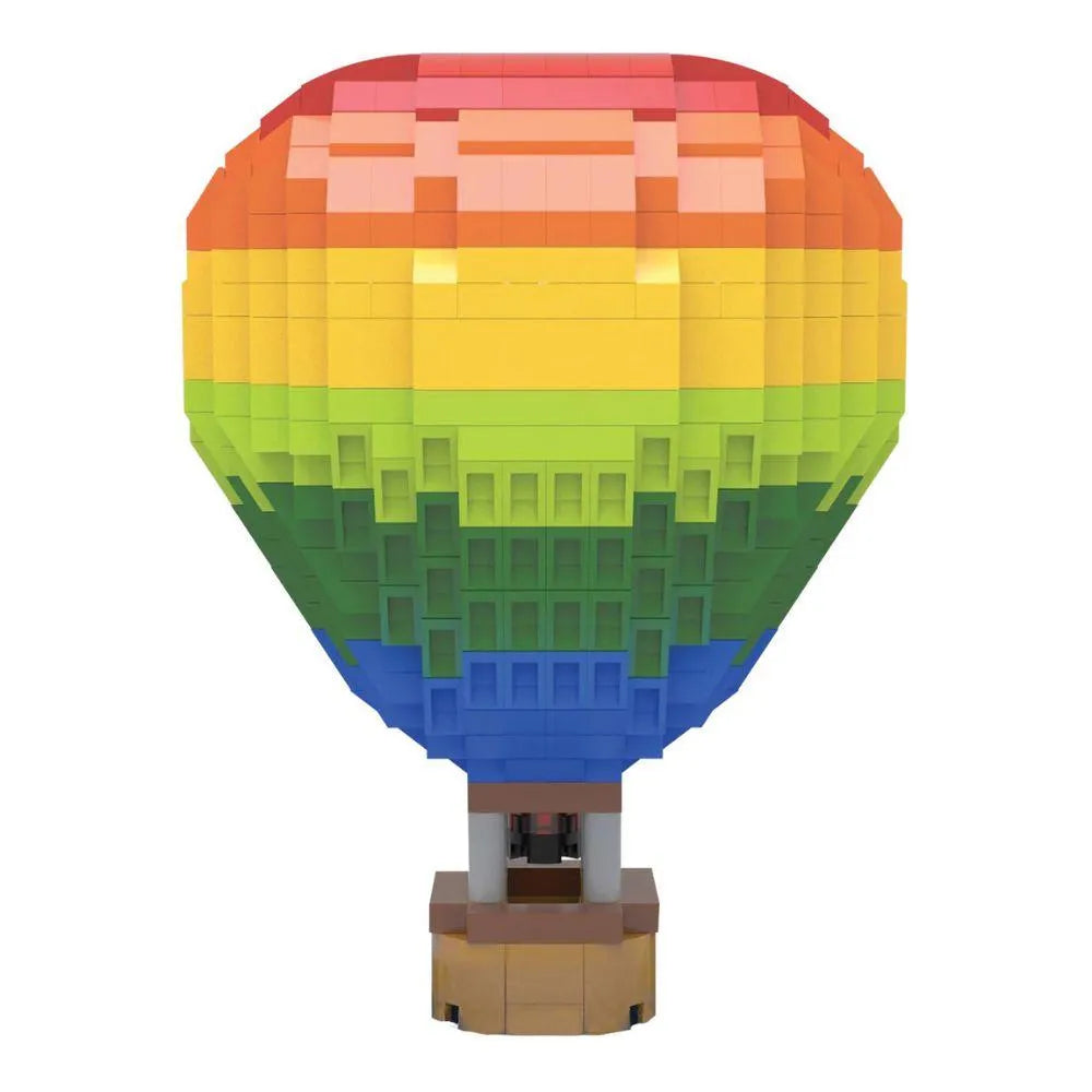 Mini building blocks shaped like a hot air balloon with colorful design.