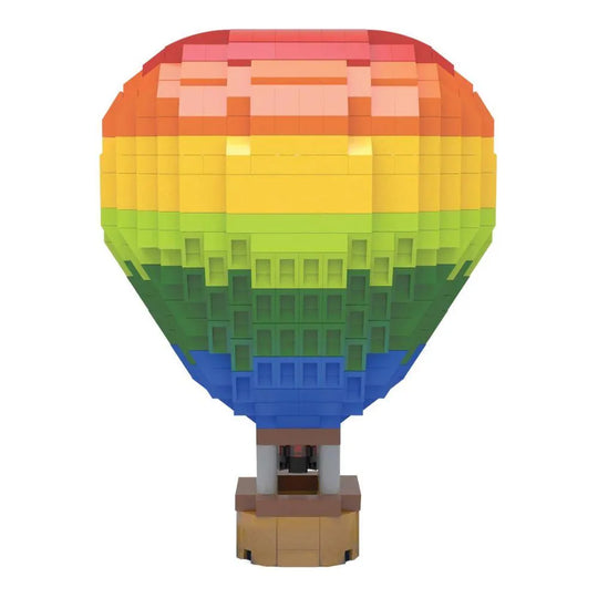 Mini building blocks shaped like a hot air balloon with colorful design.