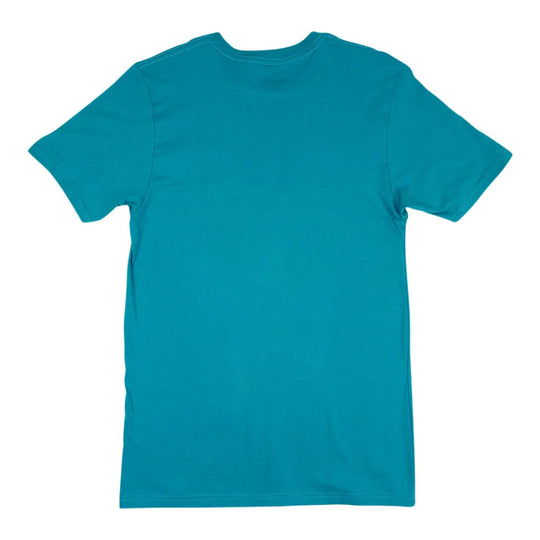 Turquoise blue T-shirt back on a white background