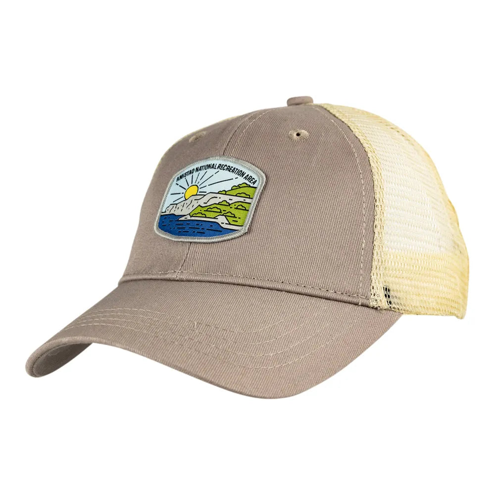 Light gray cap with colorful patch representing Amistad National Recreation Area on a white background