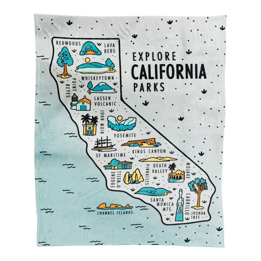 Explore California Parks Fleece Blanket on a white background