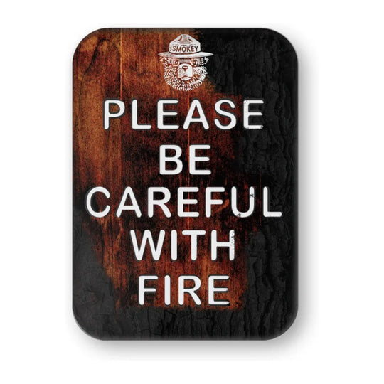 Smokey Bear Magnet - Careful with Fire logo on a white background