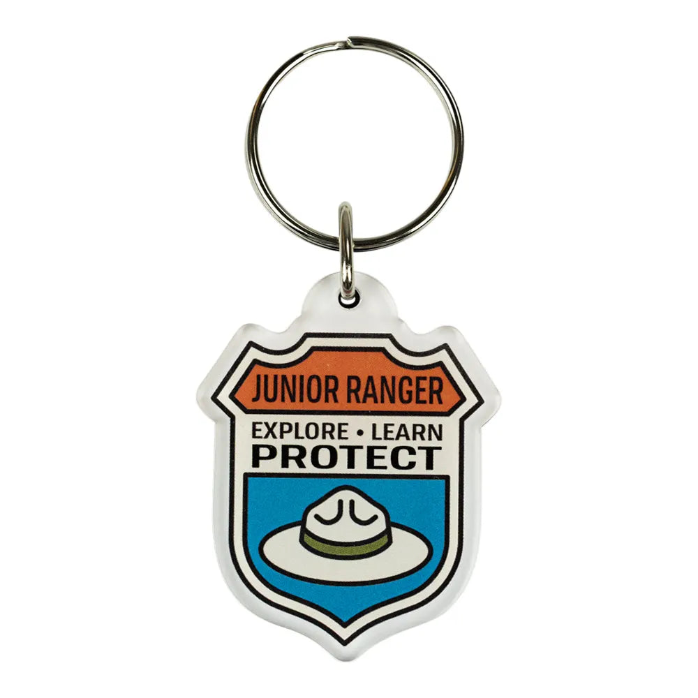 Keychain with Junior Ranger emblem on a white background
