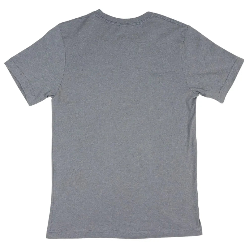 Heather blue T-shirt back on a white background