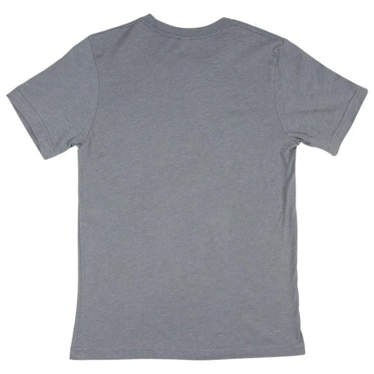 Heather blue T-shirt back on a white background