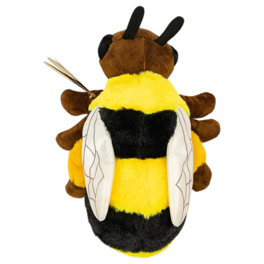 Plush bumblebee toy on a white background
