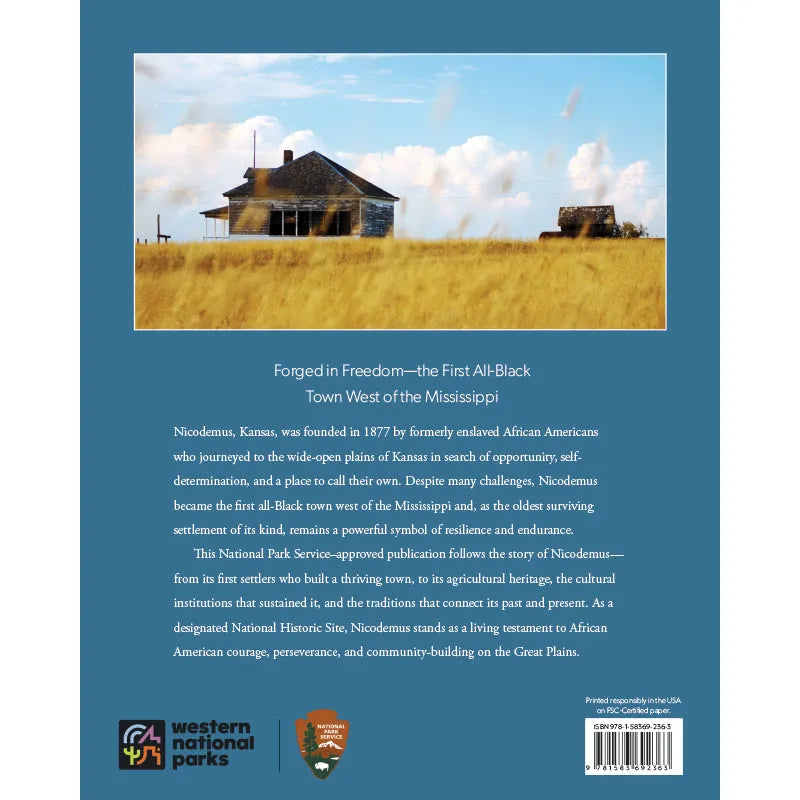 Bookback with text and image of a house in a field under a blue sky.