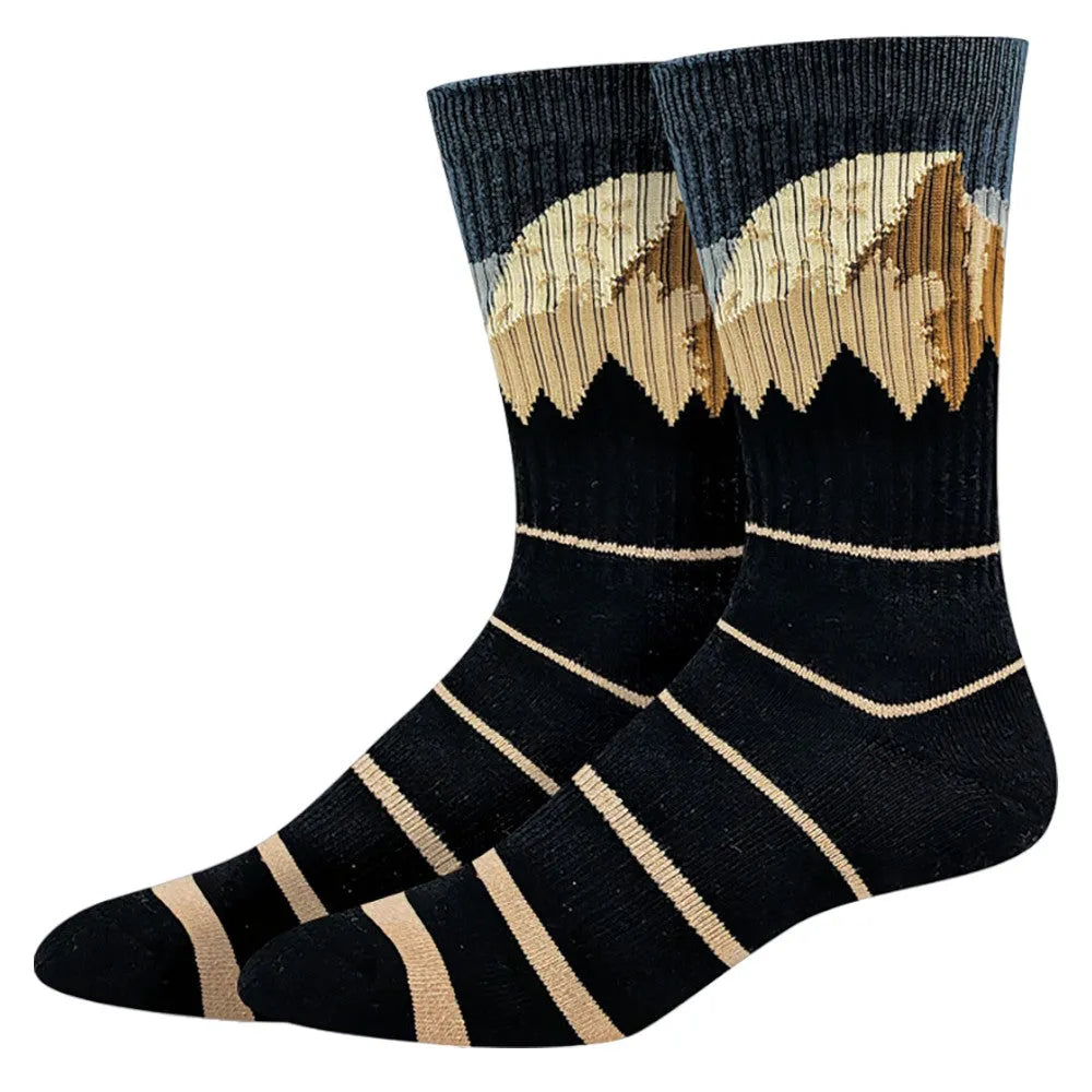 Pair of Half Dome Knit Socks featuring the iconic landmark on a white background