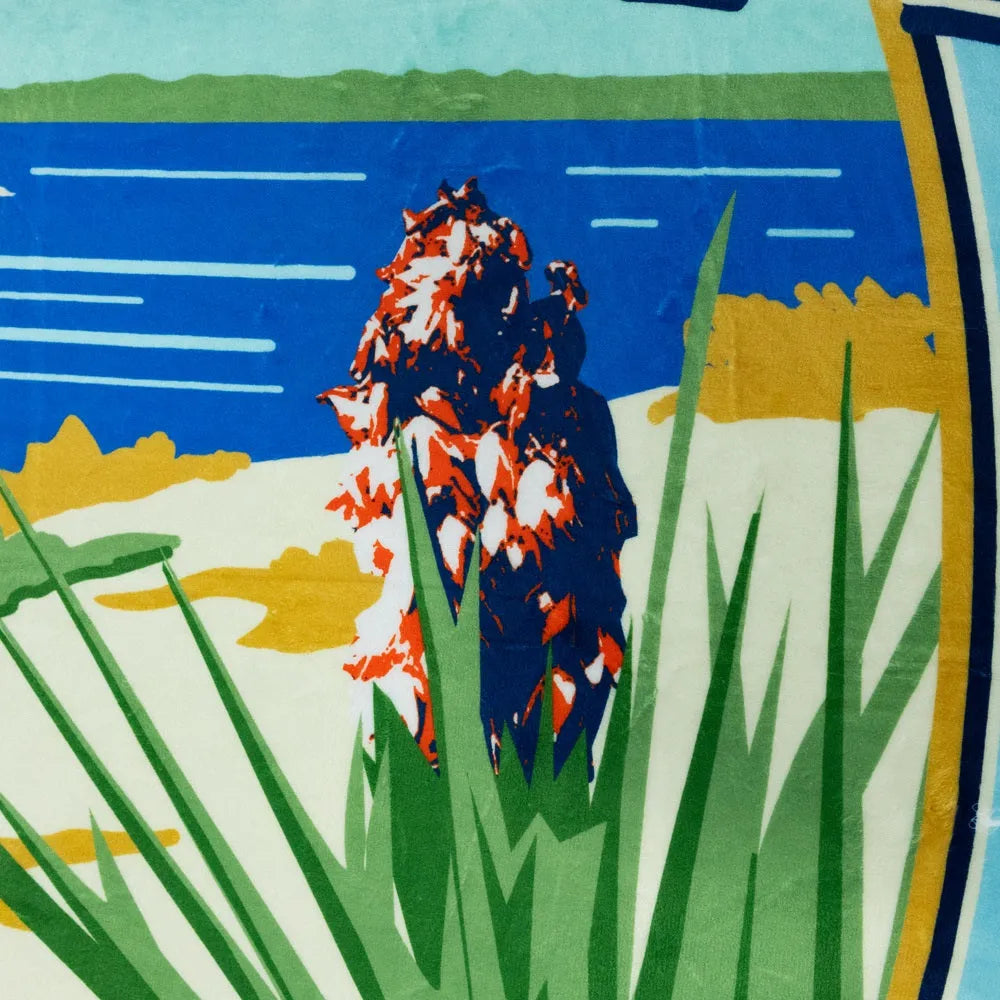 A close up of the detail on the Amistad National Recreation Area blanket