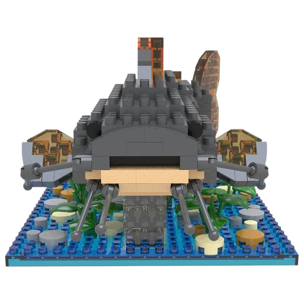 Toy building set with a detailed design on a white background