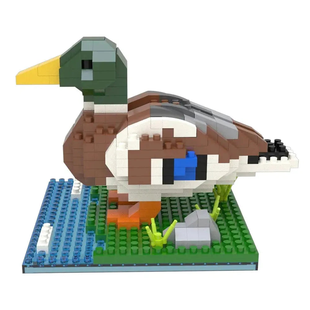 LEGO-style duck model on a baseplate with water design