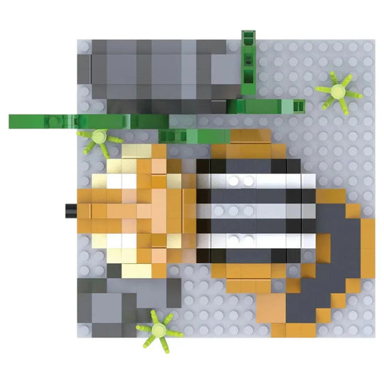 LEGO-like construction of an animal on a gray background