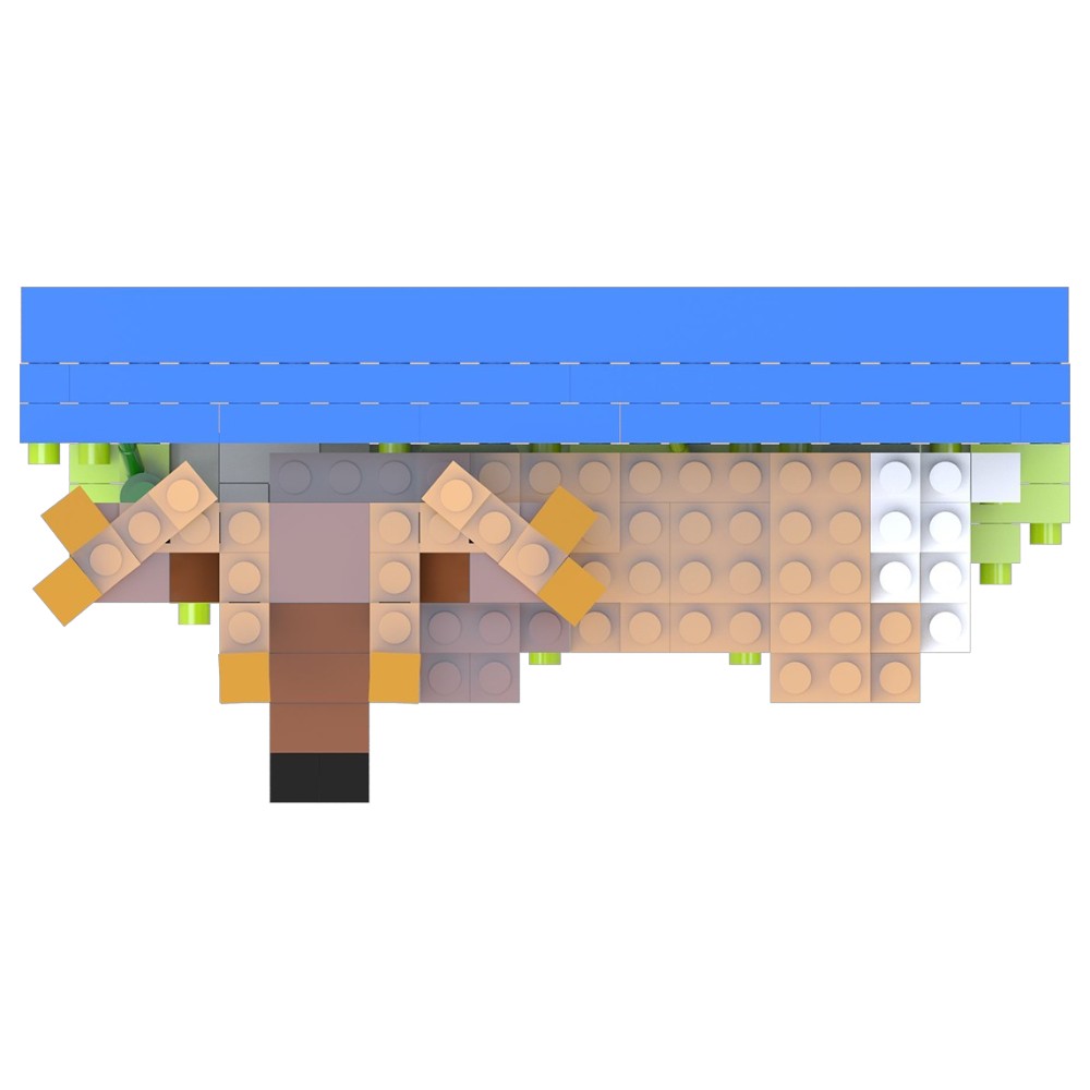 A pixelated, block-style illustration of an animal made from square building-brick-like shapes on a plain white background.
