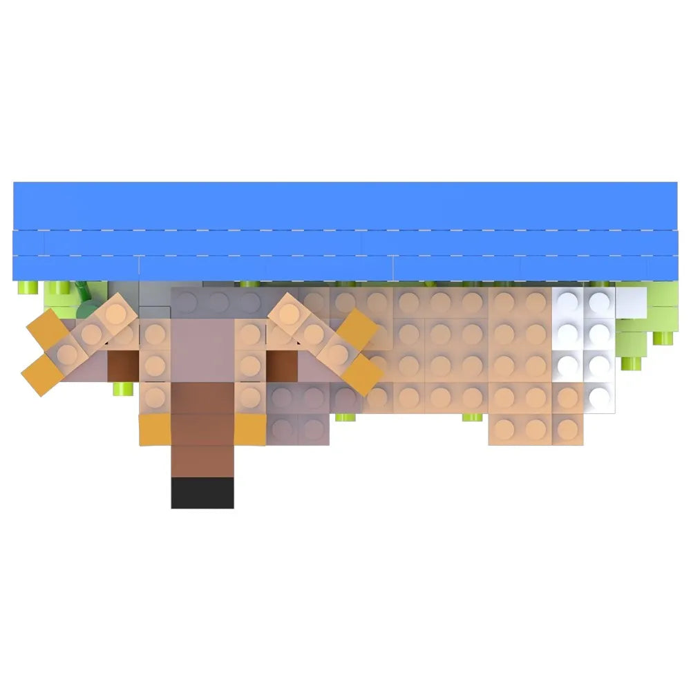 A pixelated, block-style illustration of an animal made from square building-brick-like shapes on a plain white background.