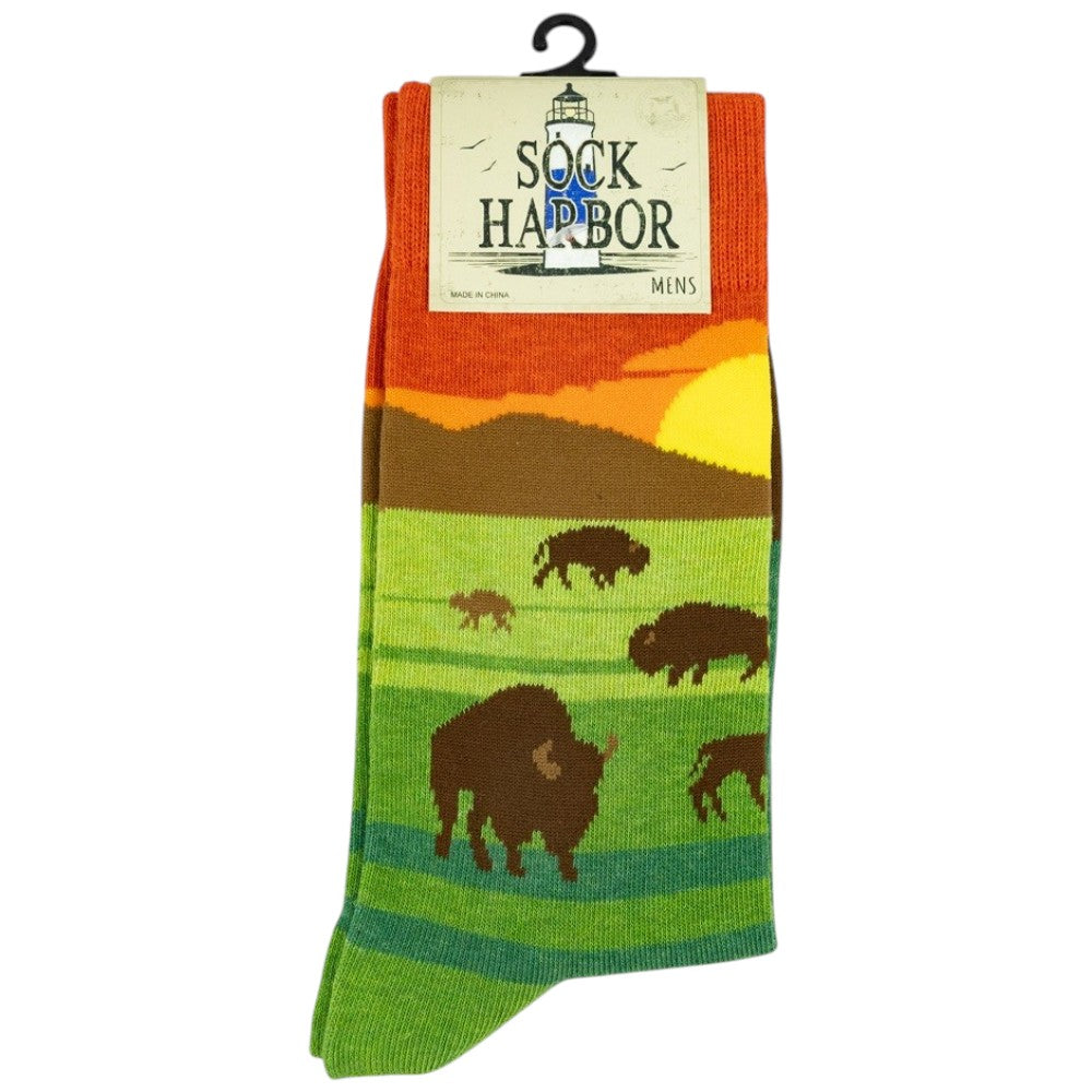 A pair of novelty crew socks hanging from a black hanger with a &