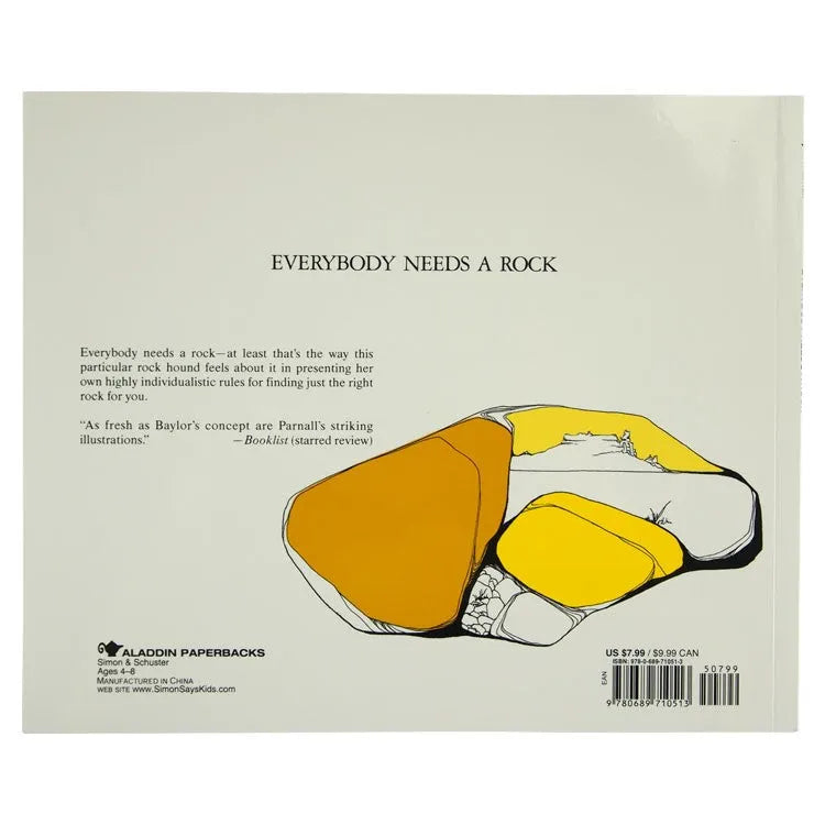 Back cover of Everybody Needs A Rock by Byrd Baylor with pictures by Peter Parnall
