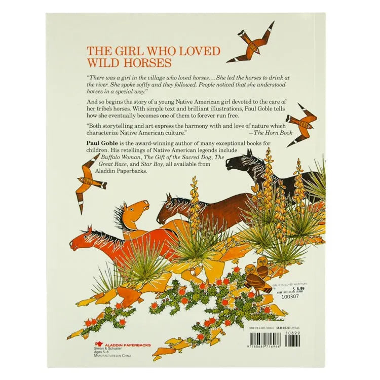 Back cover of The Girl Who Loved Wild Horses by Paul Goble