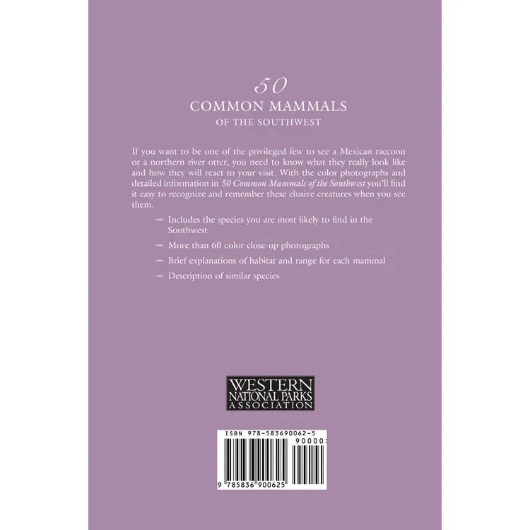 50 Common Mammals of the Southwest Back Cover