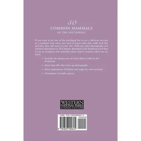 50 Common Mammals of the Southwest Back Cover