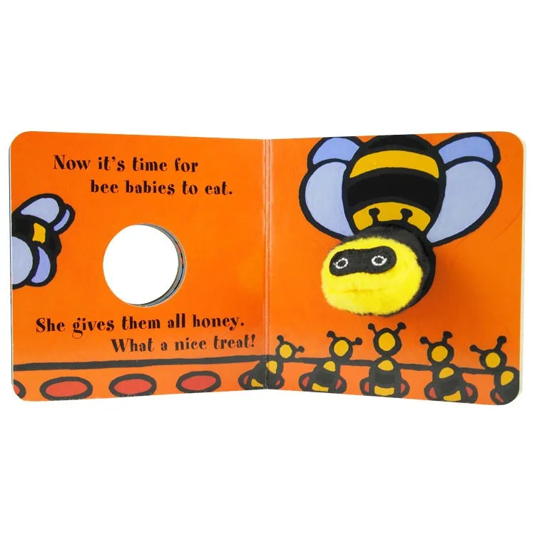 Little Bee Finger Puppet Book interior page with bee puppet