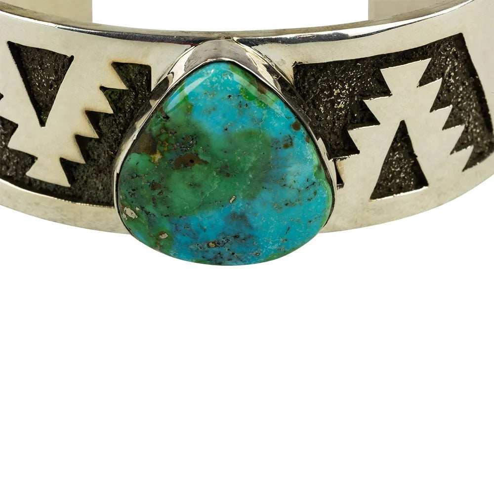 Silver Navajo Bracelet with Candelaria Turquoise by Marita Jackson Silver Navajo Bracelet with Candelaria Turquoise by Marita Jackson