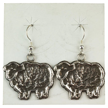Tufa Cast Silver Sheep Earrings by Navajo silversmith Ravis Henry