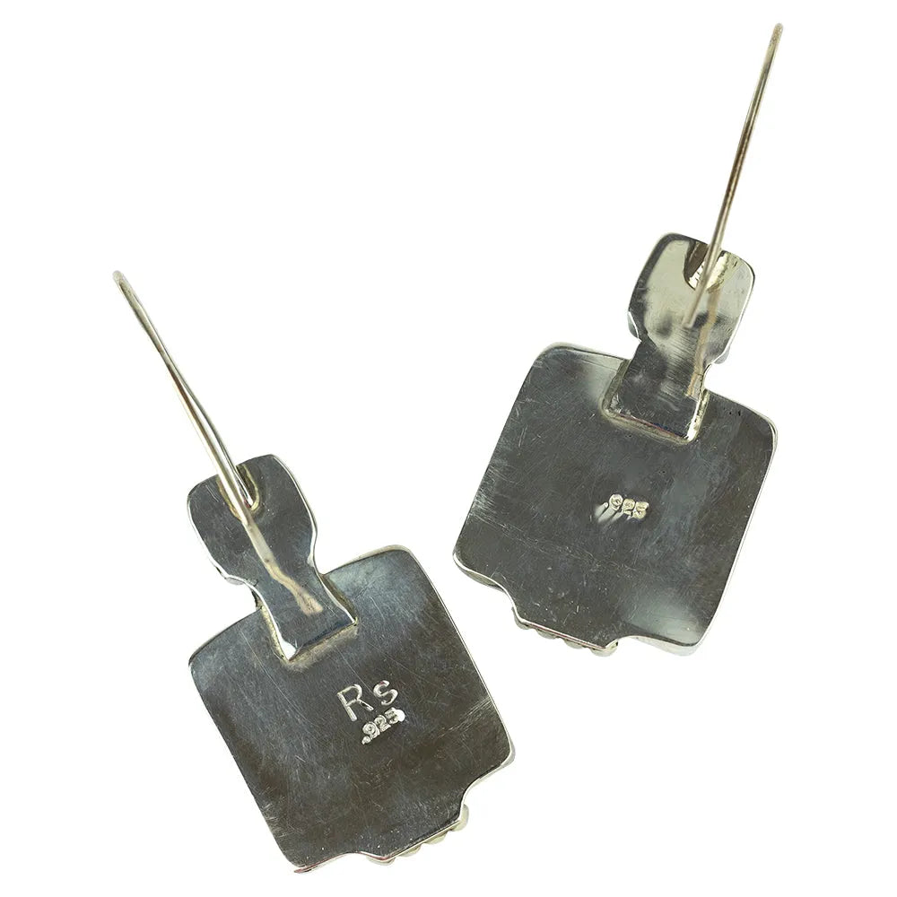 Sleeping Beauty Turquoise and Onyx Sterling Silver Navajo Earrings