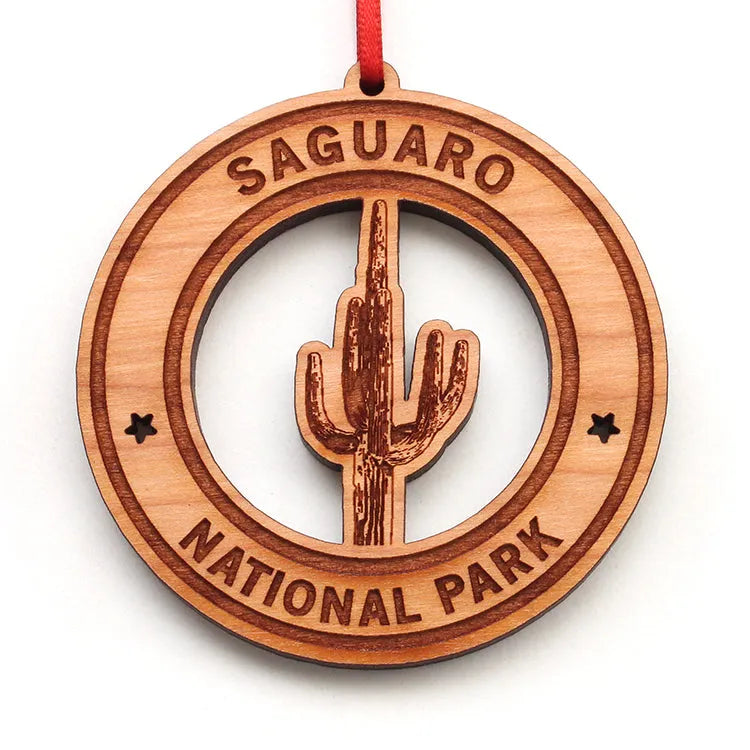Saguaro National Park Wood Ornament - Round Logo