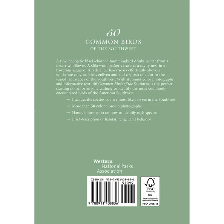 50 Common Birds of the Southwest Back Cover