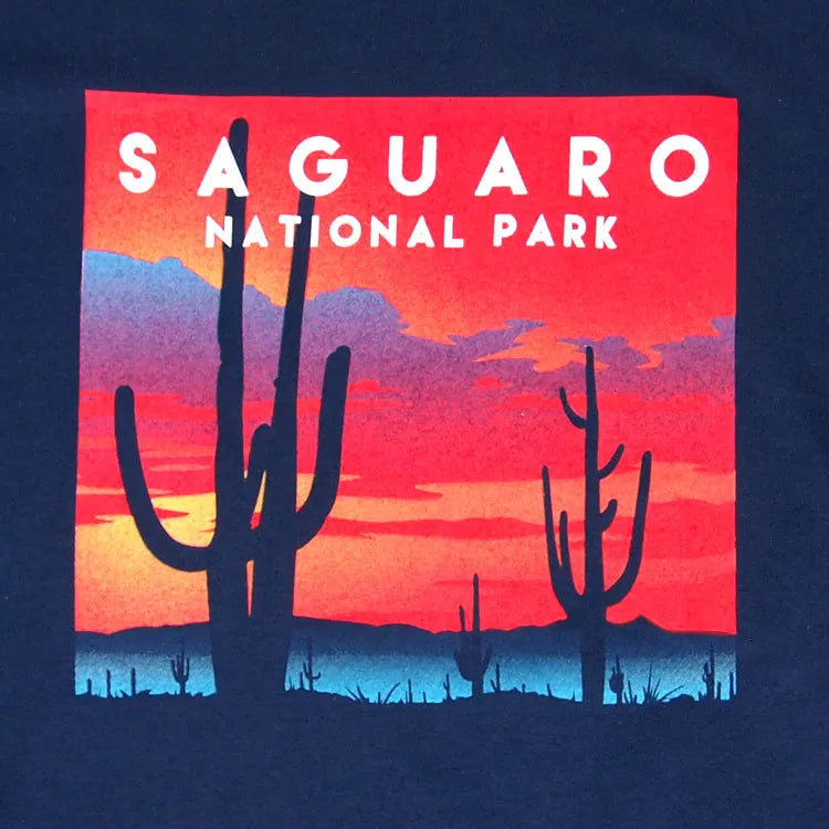 Saguaro National Park T-Shirt - Sonoran Sunset closeup of graphic